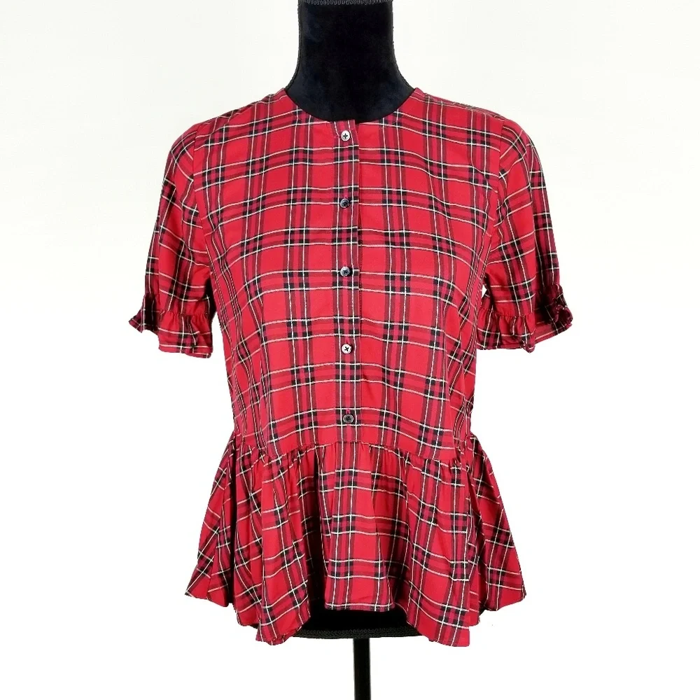MADEWELL Studio Ruffle Hem Top in Plaid - Picture 5 of 8